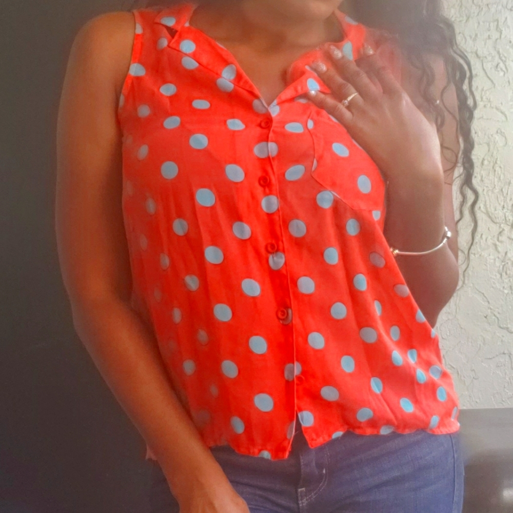 Bright orange blouse